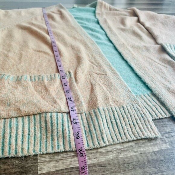 Umgee Orange and Teal Oversized Open Cardigan Large Lace Up Sides - Picture 10 of 10